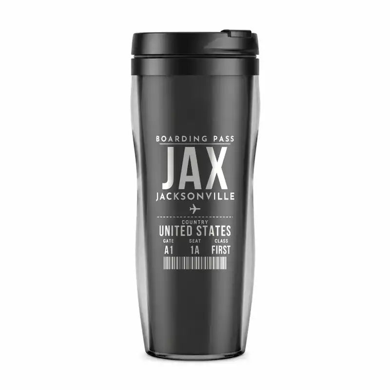 Jacksonville International Airport (JAX) Travel Mugs - Boarding Pass - Plastic (No Holder) - Gray