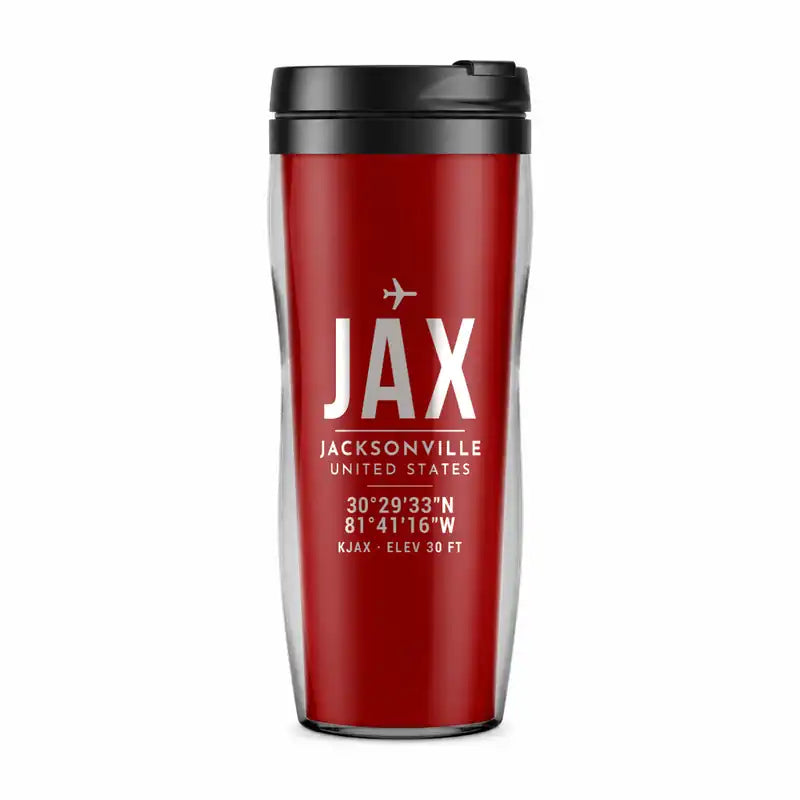 Jacksonville International Airport (JAX) Travel Mugs - ID Tag - Plastic (No Holder) - Red