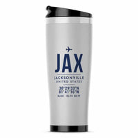Thumbnail for Jacksonville International Airport (JAX) Travel Mugs - ID Tag - Stainless Steel (No Holder) - Light Gray