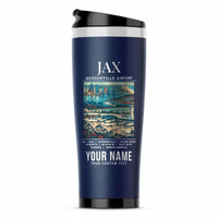 Thumbnail for Jacksonville International Airport (JAX) Travel Mugs - Poster + Name - Stainless Steel (No Holder) - Dark Blue