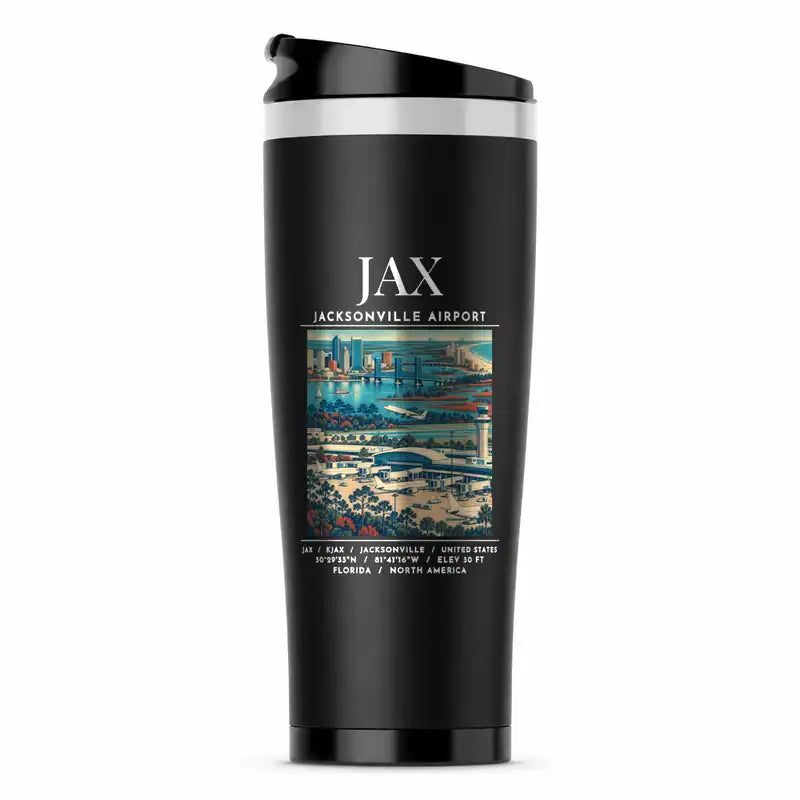 Jacksonville International Airport (JAX) Travel Mugs - Poster - Stainless Steel (No Holder) - Black