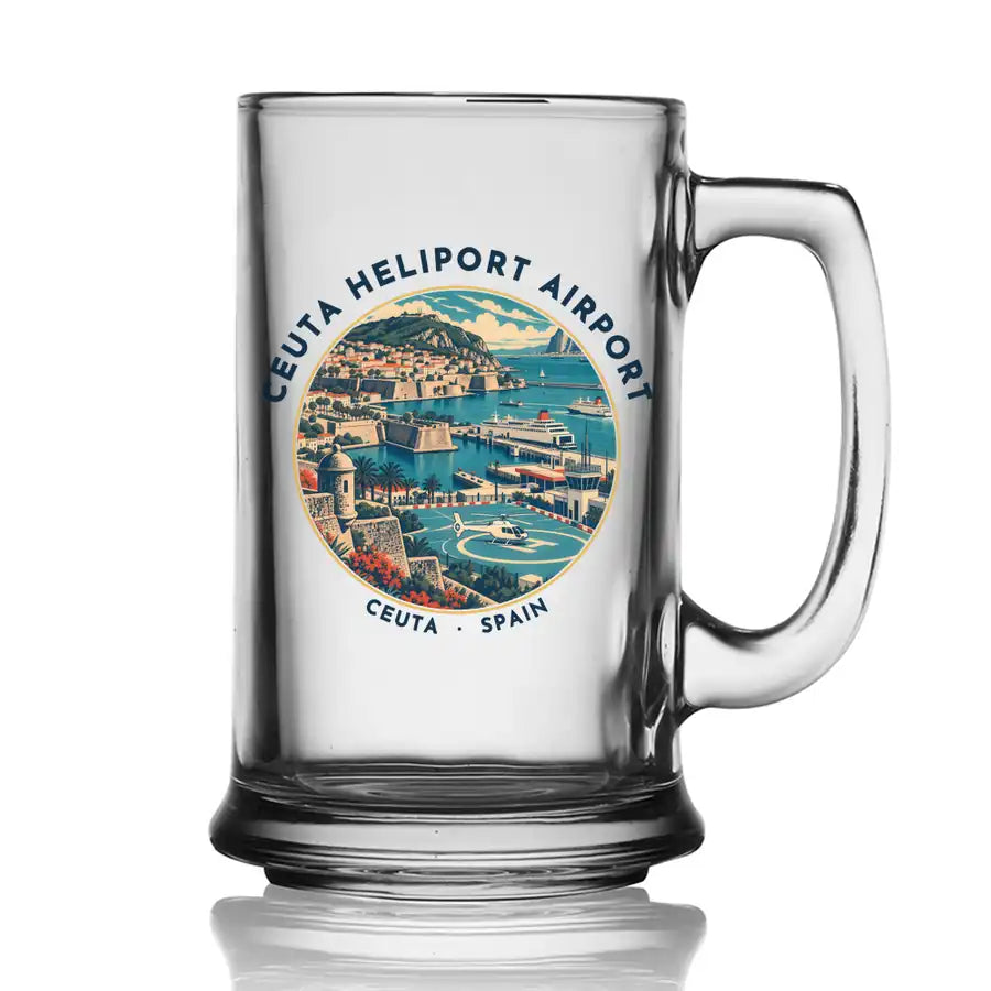 Ceuta Heliport (JCU) Glasses - Badge - Beer Glass with Holder