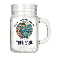Thumbnail for Ceuta Heliport (JCU) Glasses - Badge + Name - Cocktail Glass (Mason Jar)