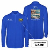 Thumbnail for Jeddah King Abdulaziz International Airport (JED) Premium Polo T-Shirts - Poster + Name - Long Sleeve - Blue