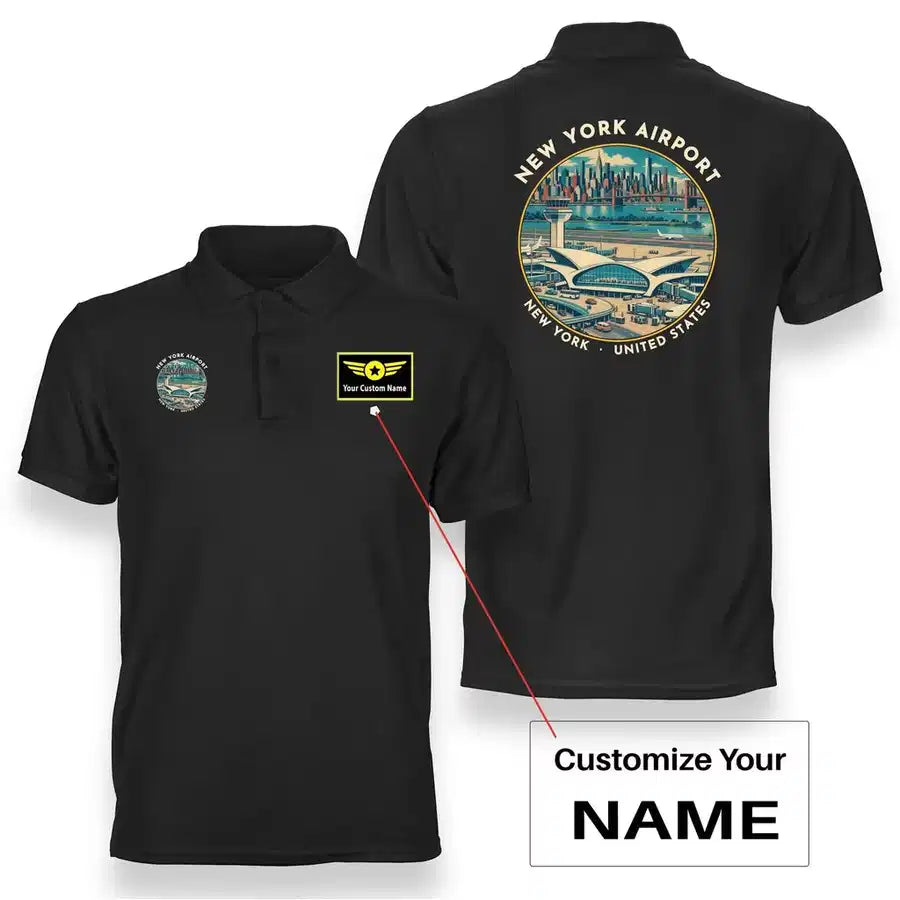 JFK - Badge - Double-Side Polo - Black + Name