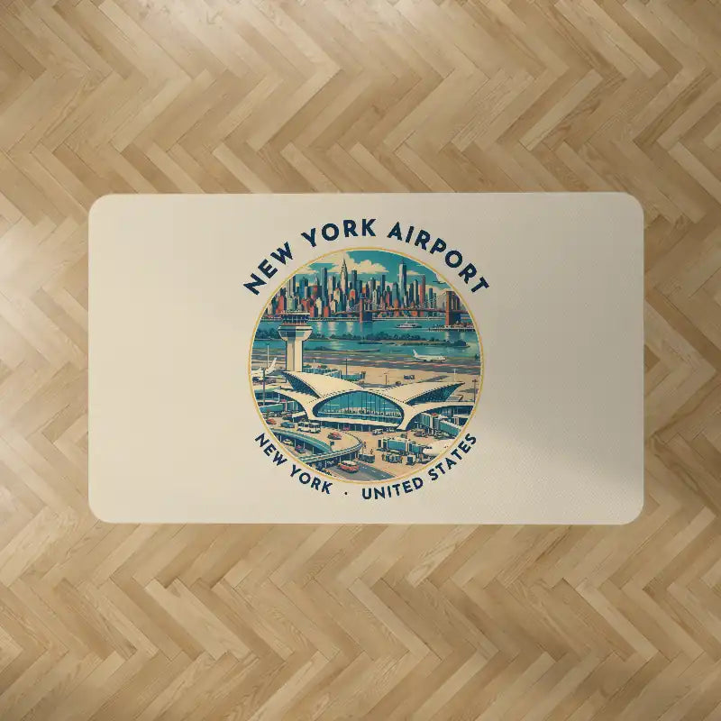 New York John F. Kennedy International Airport (JFK) Carpets - Carpet Rectangle - Badge - Beige V2