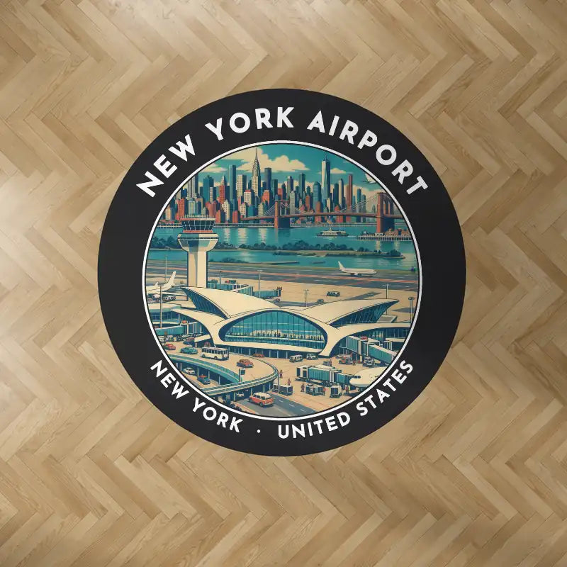 New York John F. Kennedy International Airport (JFK) Carpets - Carpet Round - Badge - Black V2
