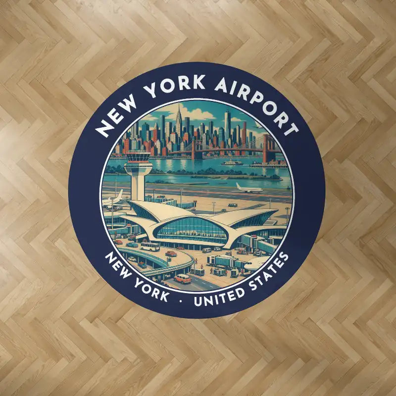 New York John F. Kennedy International Airport (JFK) Carpets - Carpet Round - Badge - Dark Blue V2