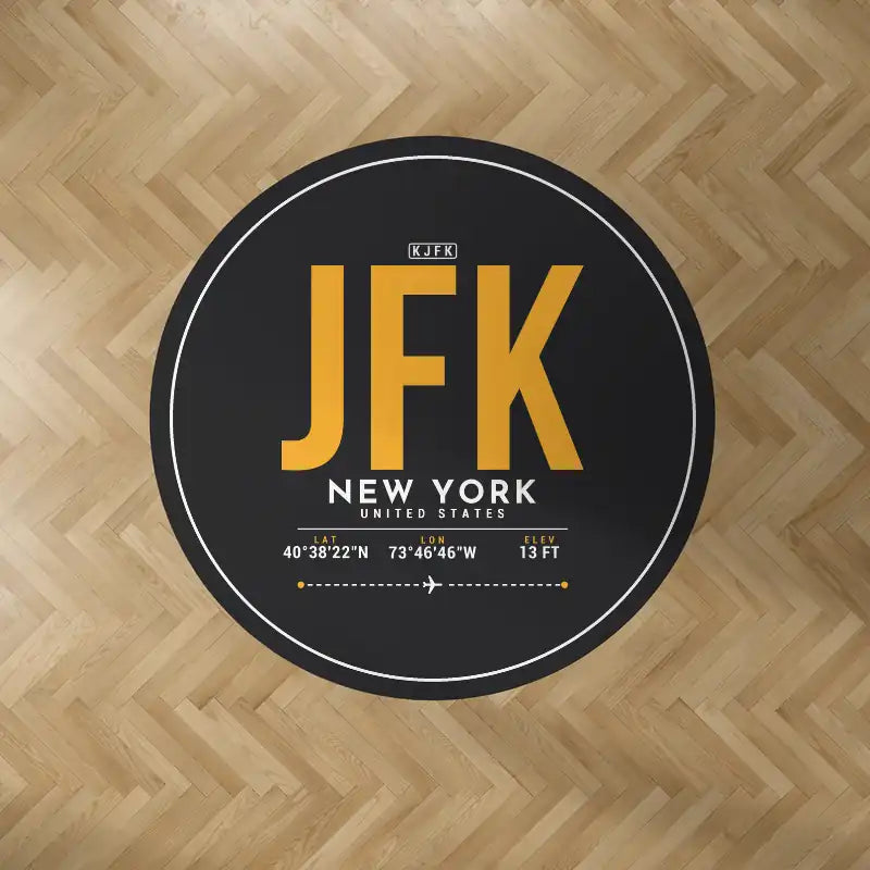 New York John F. Kennedy International Airport (JFK) Carpets - Carpet Round - ID Tag - Black V2