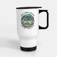 Thumbnail for New York John F. Kennedy International Airport (JFK) Travel Mugs - Badge - Stainless Steel with Holder - White