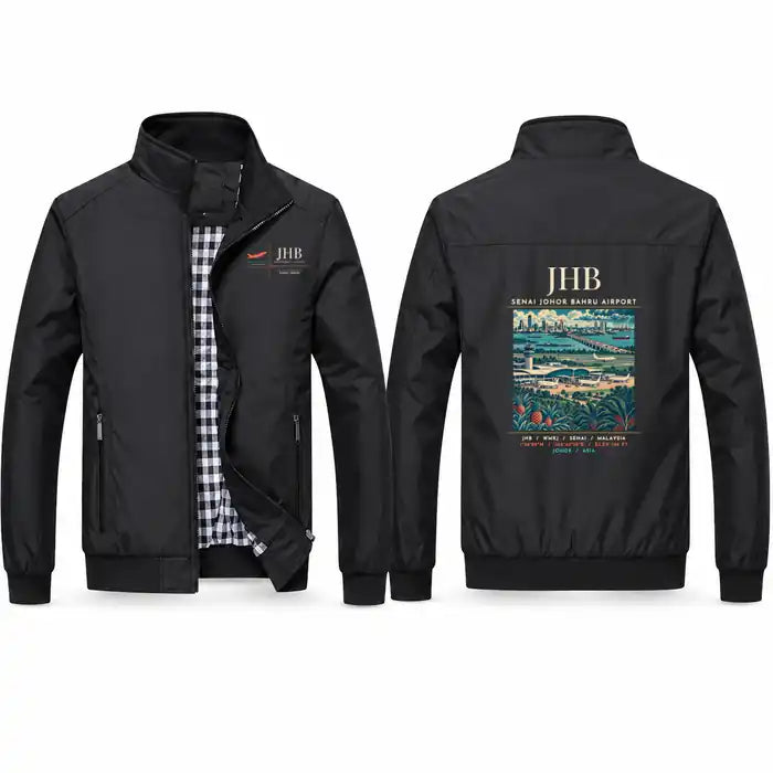 Senai International Airport Johor Bahru (JHB) Stylish Jackets - Stand Collar - Poster - Black
