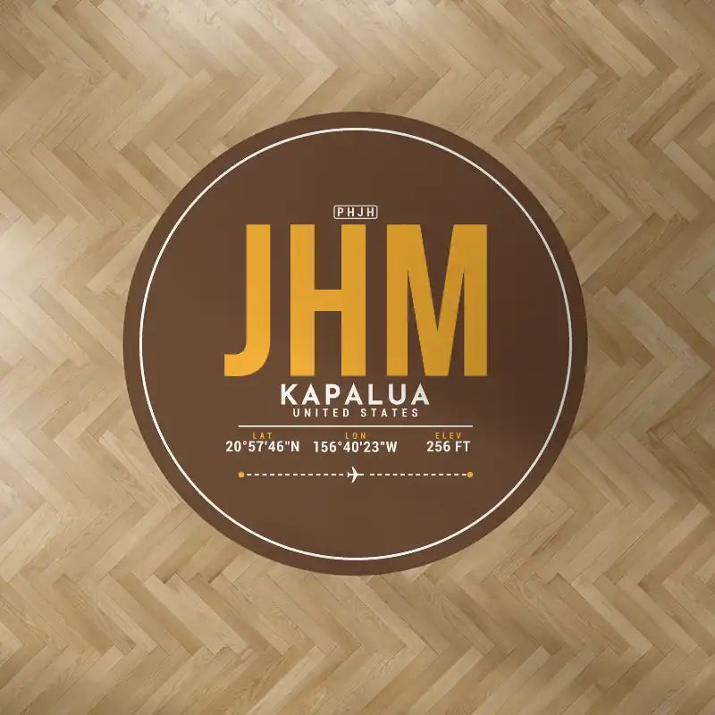 Kapalua West Maui Airport (JHM) Carpets - Carpet Round - ID Tag - Brown V2