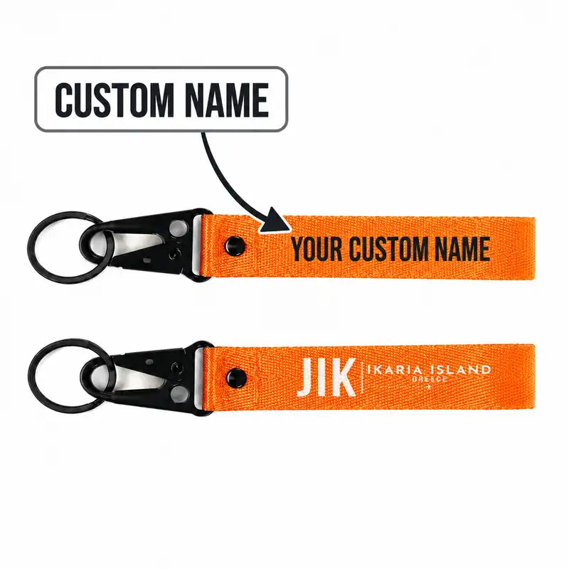Ikaria Island National Airport (JIK) Hawk-Shaped Key Chains - Hawk Key Chain - Tag - Orange + NAME