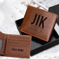 Thumbnail for Ikaria Island National Airport (JIK) Leather Wallets - Laser Leather Wallet - Tag + Name