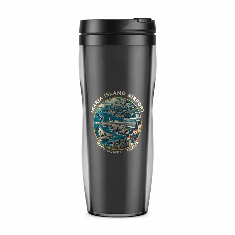 Ikaria Island National Airport (JIK) Travel Mugs - Badge - Plastic (No Holder) - Gray