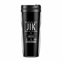 Thumbnail for Ikaria Island National Airport (JIK) Travel Mugs - Boarding Pass - Plastic (No Holder) - Black