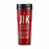 Thumbnail for Ikaria Island National Airport (JIK) Travel Mugs - ID Tag + Name - Plastic (No Holder) - Red
