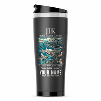 Thumbnail for Ikaria Island National Airport (JIK) Travel Mugs - Poster + Name - Stainless Steel (No Holder) - Gray