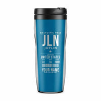 Thumbnail for Joplin Regional Airport (JLN) Travel Mugs - Boarding Pass + Name - Plastic (No Holder) - Light Blue