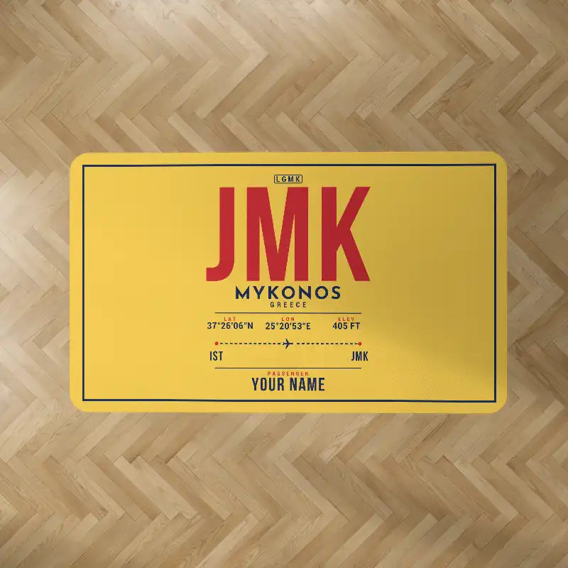 Mykonos Island Airport (JMK) Carpets - Carpet Rectangle - ID Tag + Name - Yellow V2