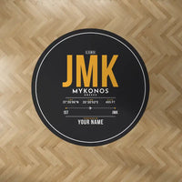 Thumbnail for Mykonos Island Airport (JMK) Carpets - Carpet Round - ID Tag + Name - Black V2