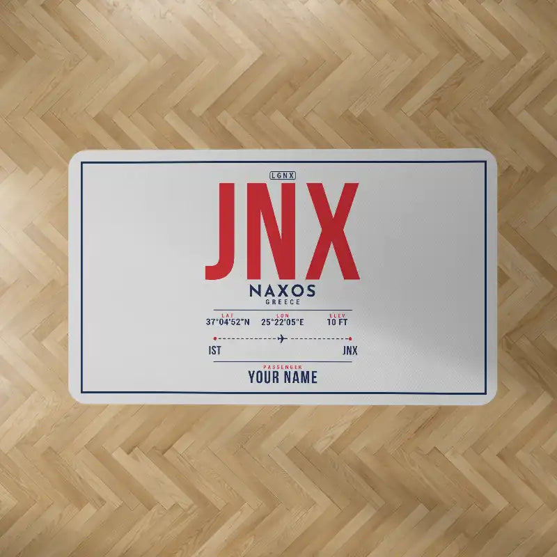 Naxos Island National Airport (JNX) Carpets - Carpet Rectangle - ID Tag + Name - Light Gray V2