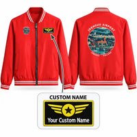 Thumbnail for Joensuu Airport (JOE) Stylish Jackets - Baseball Collar - Badge + Name - Red