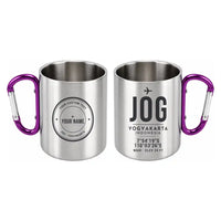 Thumbnail for Yogyakarta International Airport (JOG) Stainless Steel Mugs - ID Tag + Custom Back - Outdoors Mug - Purple
