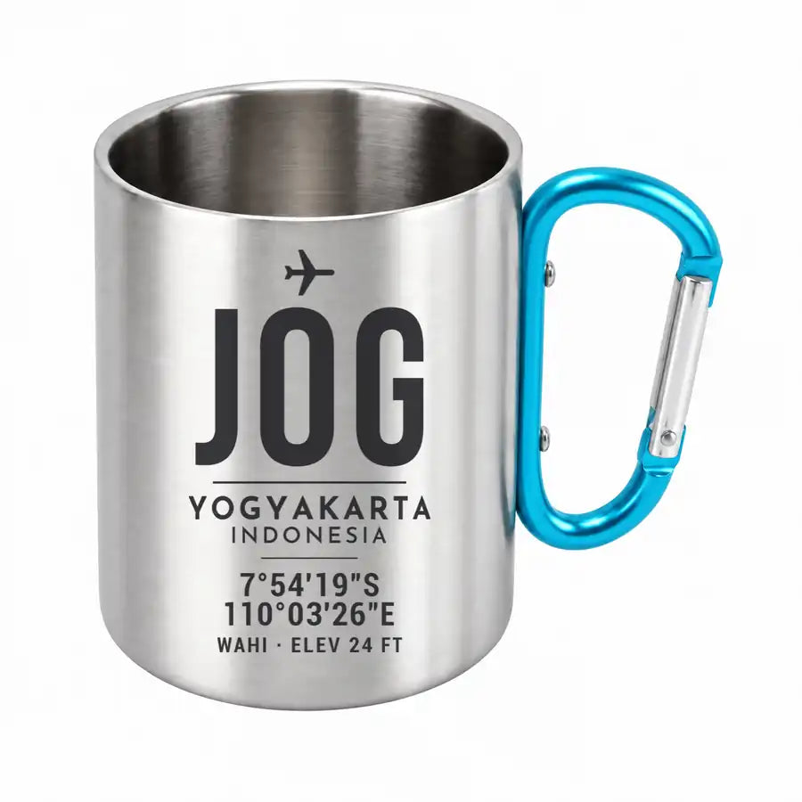 Yogyakarta International Airport (JOG) Stainless Steel Mugs - ID Tag - Outdoors Mug - Light Blue
