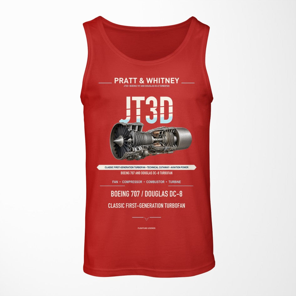 JT3D design on red tank top
