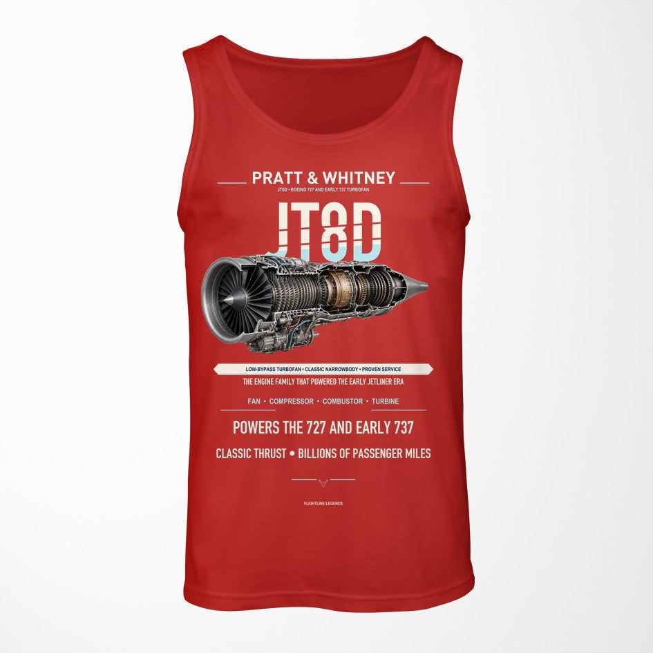 JT8D design on red tank top