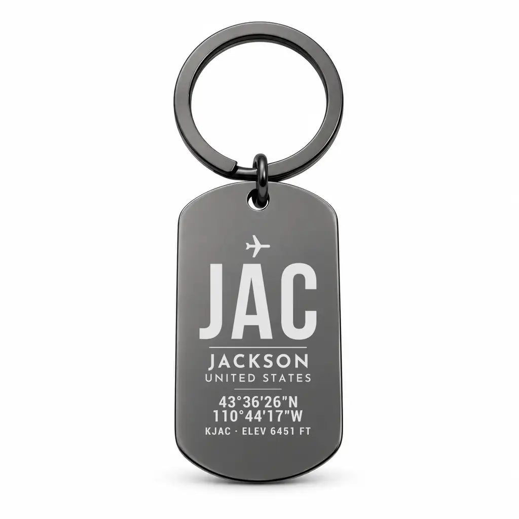 Jackson Hole Airport JAC - Key Chain - Original Design - Black