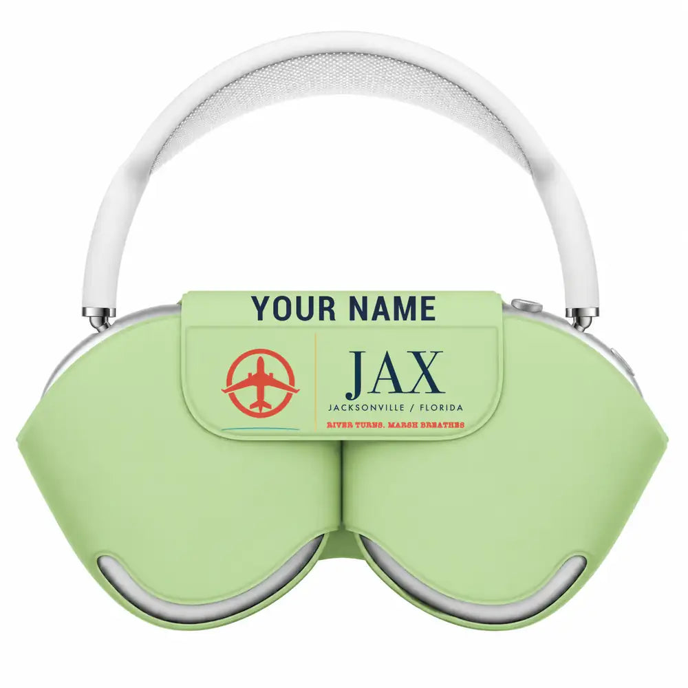 Jacksonville International Airport (JAX) AirPods Max Cases - Light Green + Name