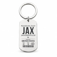 Thumbnail for Jacksonville International Airport JAX - Key Chain - Boarding Pass Style - Silver
