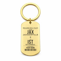 Thumbnail for Jacksonville International Airport JAX - Key Chain - Customizable Boarding Pass - Gold