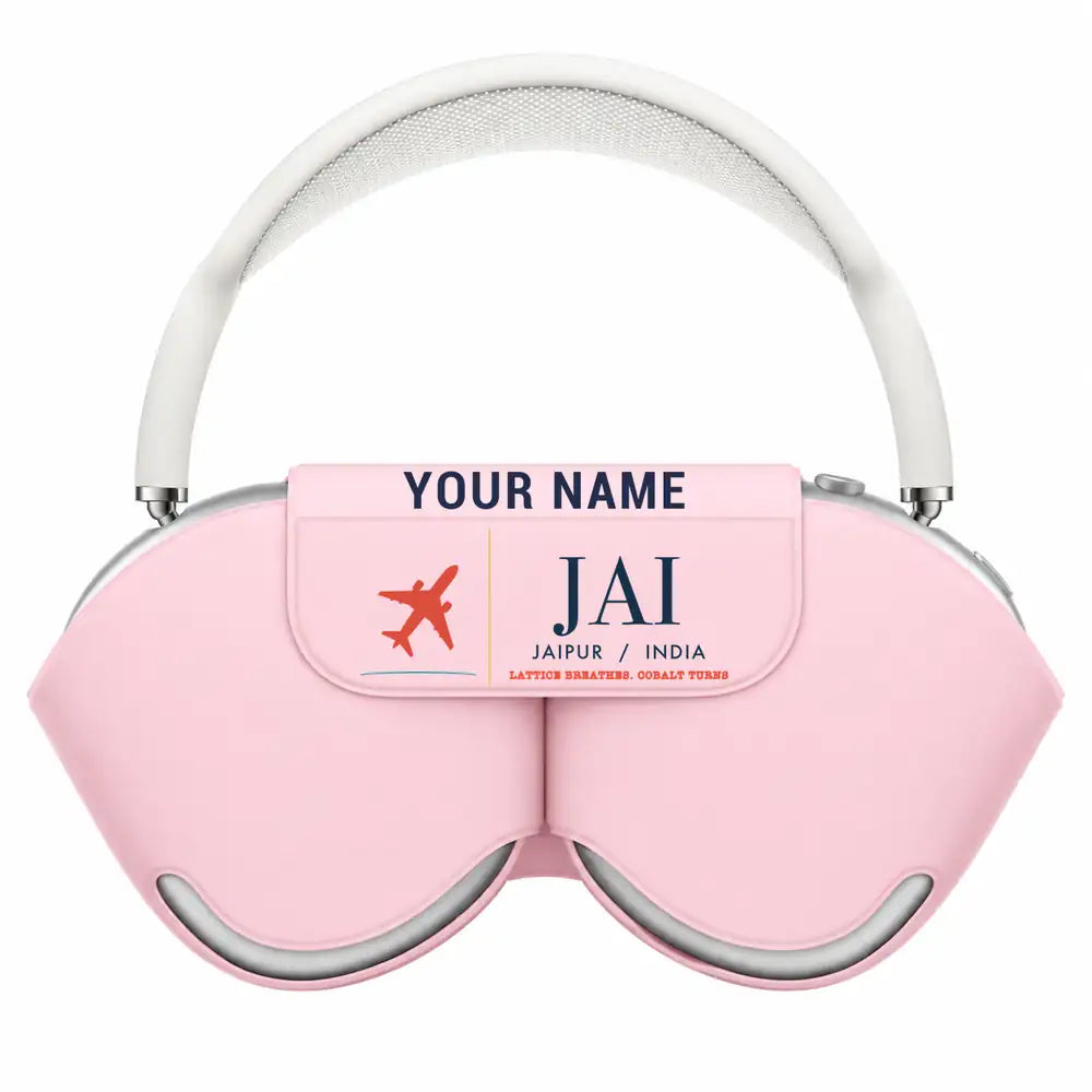 Jaipur International Airport (JAI) AirPods Max Cases - Pink + Name