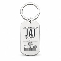 Thumbnail for Jaipur International Airport JAI - Key Chain - Boarding Pass Style - Silver