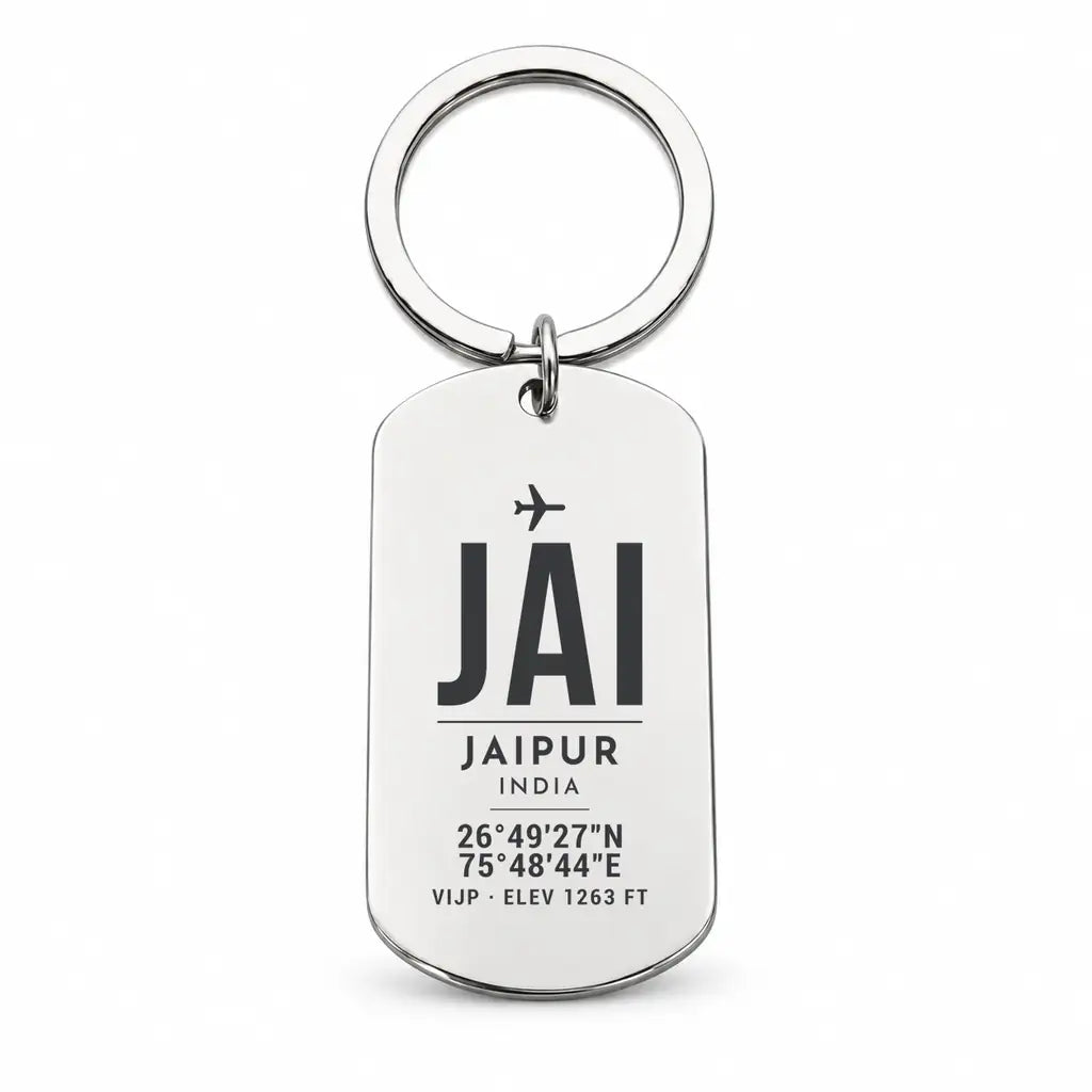 Jaipur International Airport JAI - Key Chain - Original Design - Silver
