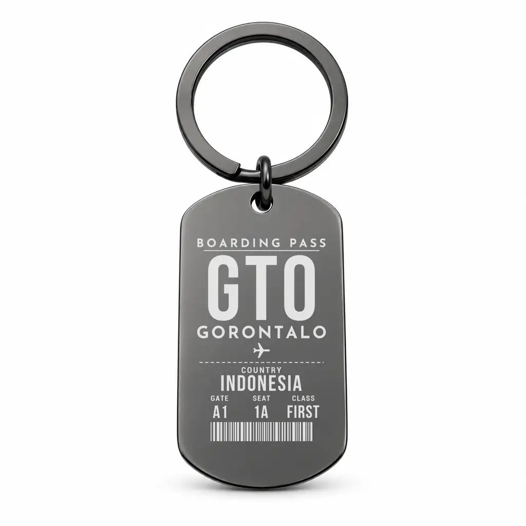 Jalaluddin Airport GTO - Key Chain - Boarding Pass Style - Black