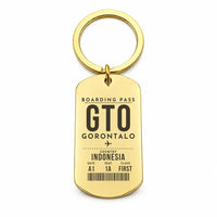 Thumbnail for Jalaluddin Airport GTO - Key Chain - Boarding Pass Style - Gold