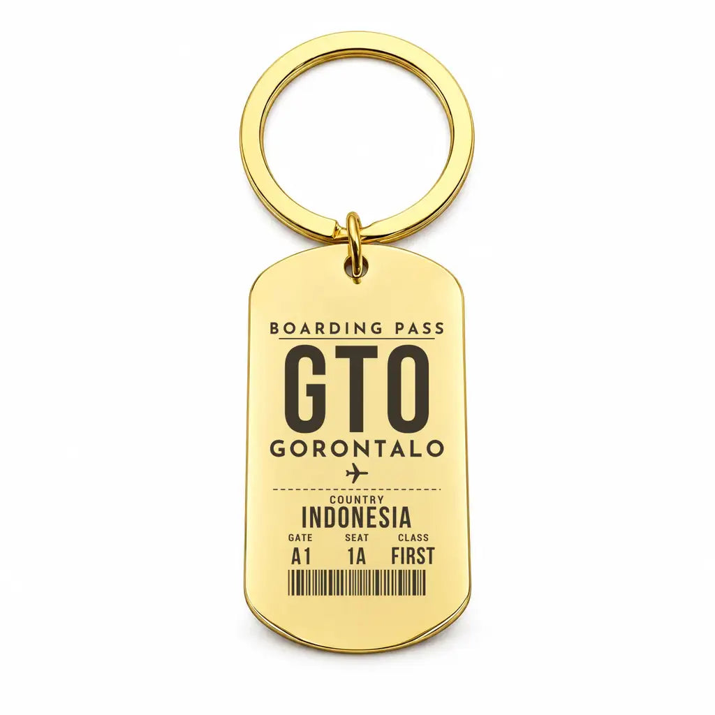 Jalaluddin Airport GTO - Key Chain - Boarding Pass Style - Gold