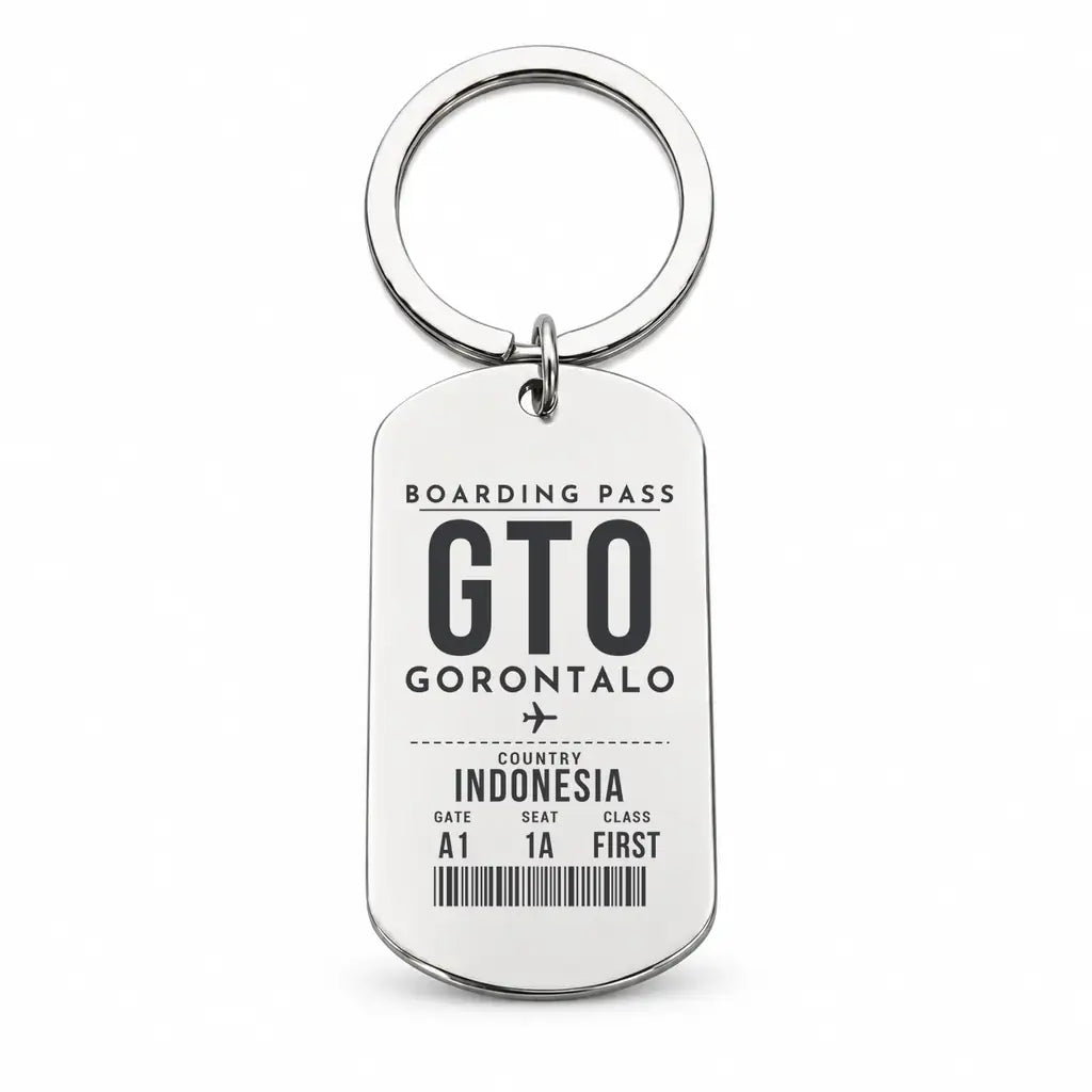 Jalaluddin Airport GTO - Key Chain - Boarding Pass Style - Silver