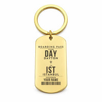Thumbnail for James M. Cox Dayton International Airport DAY - Key Chain - Customizable Boarding Pass - Gold
