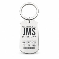 Thumbnail for Jamestown Regional Airport JMS - Key Chain - Boarding Pass Style - Silver