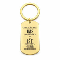 Thumbnail for Jamestown Regional Airport JMS - Key Chain - Customizable Boarding Pass - Gold