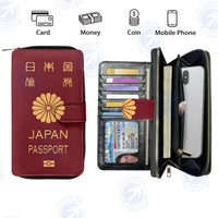 Thumbnail for Japan Passport Designed Leather Long Zipper Wallets