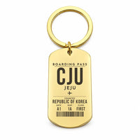 Thumbnail for Jeju International Airport CJU - Key Chain - Boarding Pass Style - Gold
