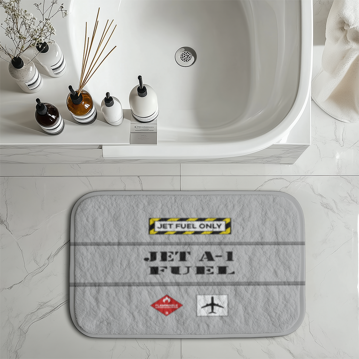 Jet Fuel Only Designed Bath Mats