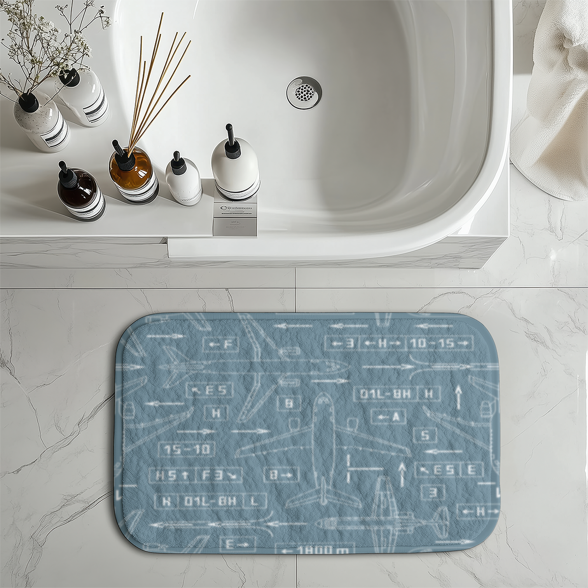Jet Planes & Airport Signs Designed Bath Mats