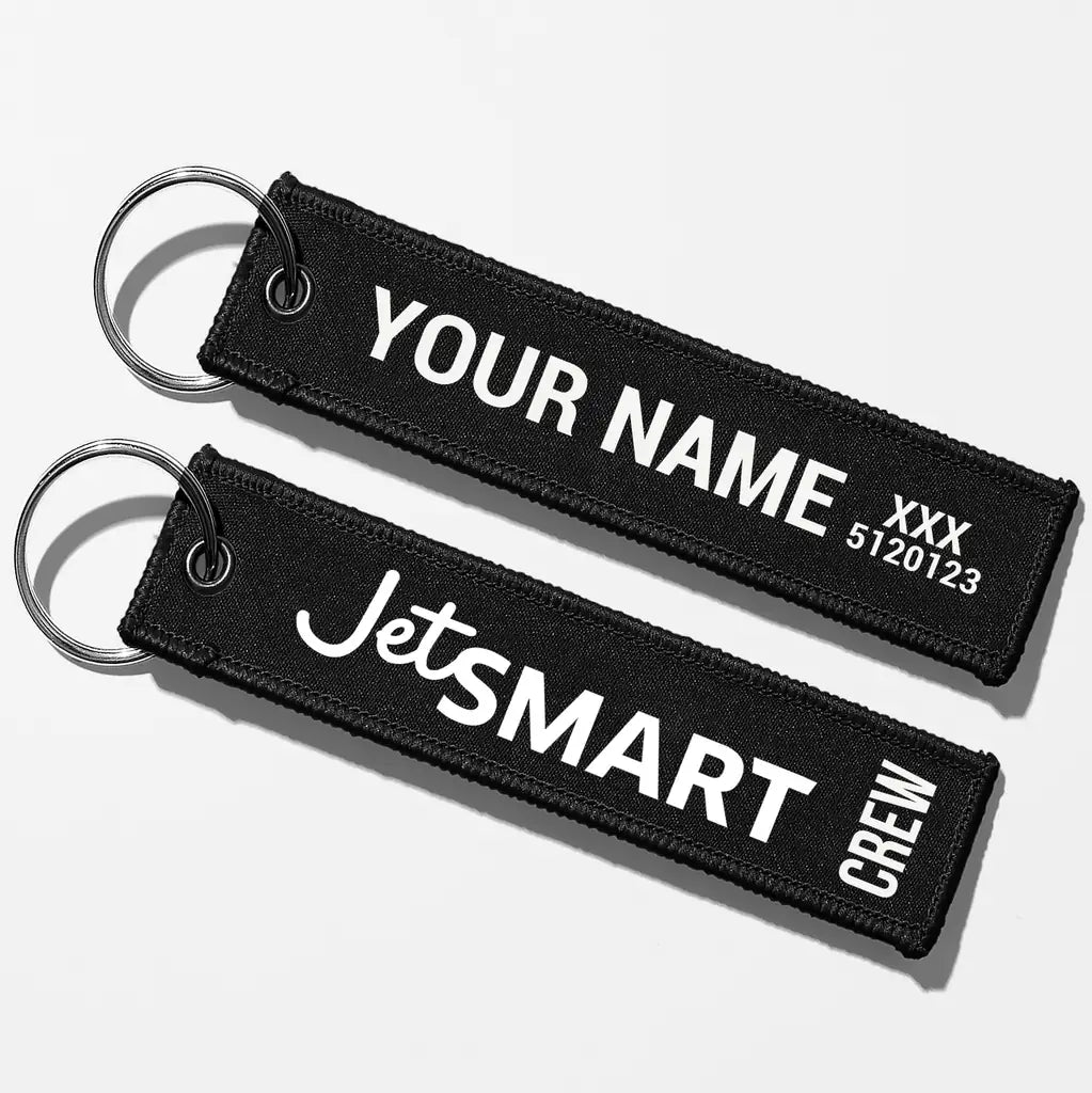 JetSmart Airlines Crew & Staff Tag Key Chains - Black - Crew + Name